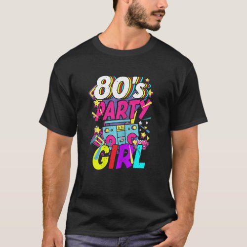 Womens 80s Party Girl Retro Costume Outfit 80s T_Shirt