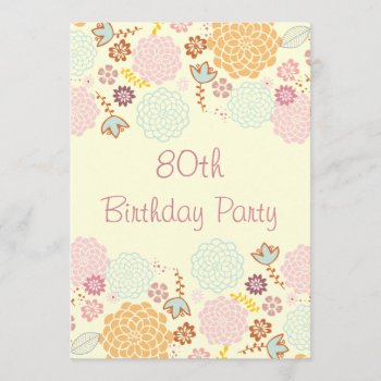 Womens' 80th Birthday Fancy Modern Floral Invitation by JK_Graphics at Zazzle