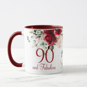 Womens 90th Birthday Floral Mug