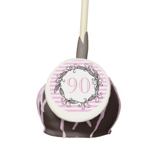 Womens 90th Birthday Pink White Black Swirly Cake Pops