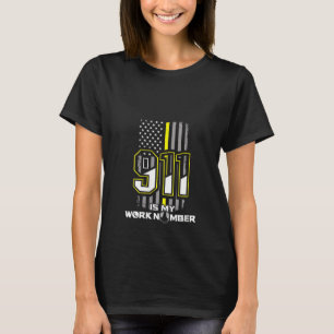Womens 911 Dispatcher My Work Number Thin Yellow L T-Shirt
