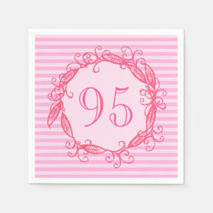 Women's 95th Birthday Beautiful Pink Swirly Napkins