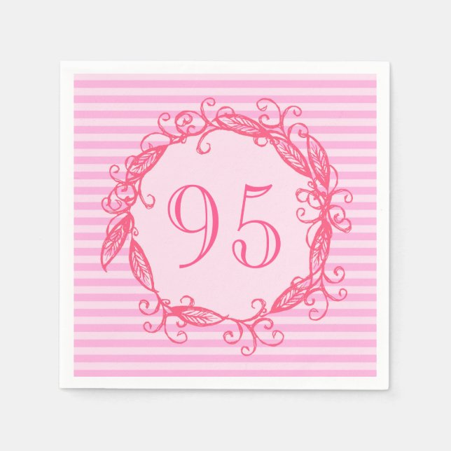 Women's 95th Birthday Beautiful Pink Swirly Napkins (Front)