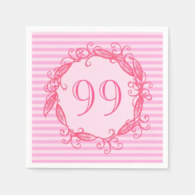 Women's 99th Birthday Beautiful Pink Swirly Napkins (Front)