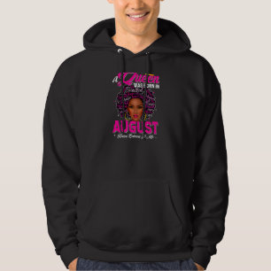 Womens A Queen Was Born In August Black African Qu Hoodie