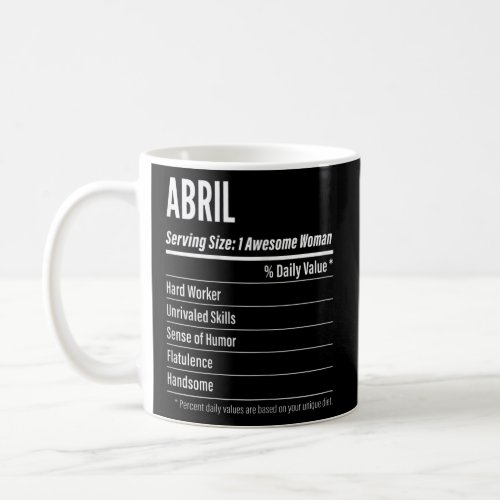 Womens Abril  Nutritional Facts Serving Size Calor Coffee Mug