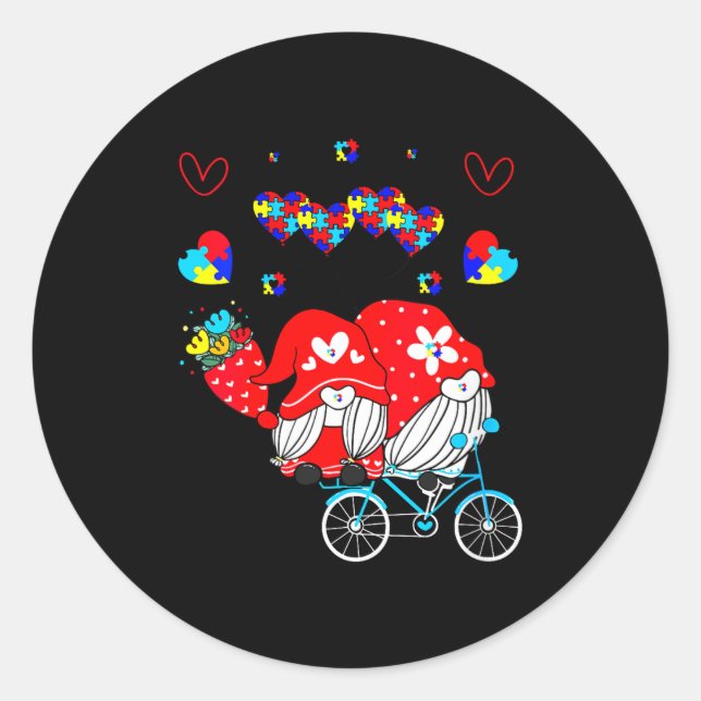 Womens Accept Understand Love Autism Awareness Gno Classic Round Sticker (Front)