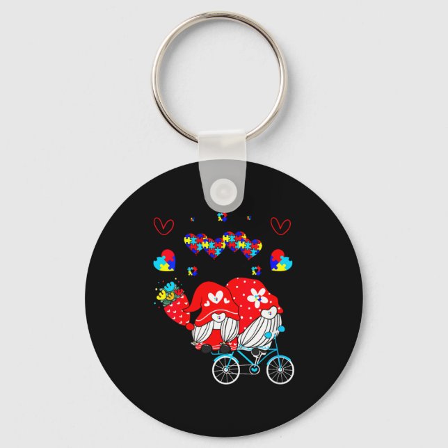Womens Accept Understand Love Autism Awareness Gno Keychain (Front)