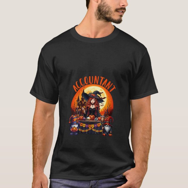Womens Accountant Job Costume Witch Horror Gnomes  T-Shirt (Front)