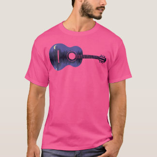 Womens Acoustic Guitar Night Landscape T-Shirt