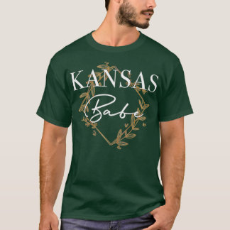 Womens Aesthethic Kansas Babe Girl Home State  T-Shirt
