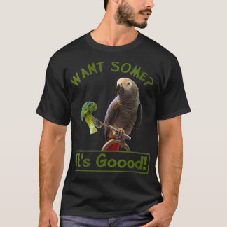 Womens African Gray Parrot Broccoli VNeck T-Shirt