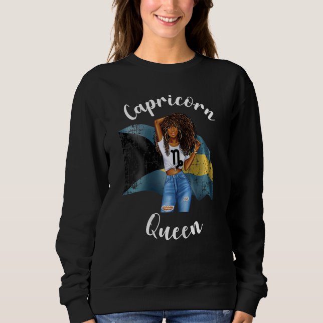 Womens Afro Bahaman Capricorn Queen Black Womens Z Sweatshirt (Front)