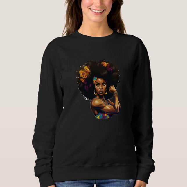 Womens Afro Black Women African American Sweatshirt (Front)