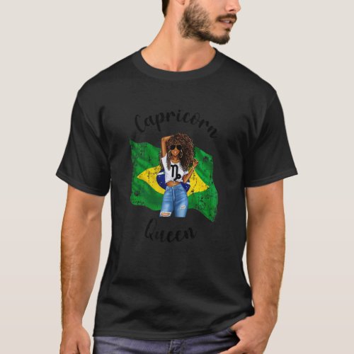 Womens Afro Brazilian Capricorn Queen African Zodi T_Shirt