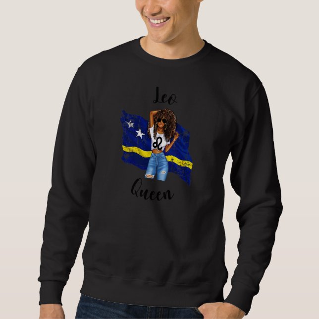 Womens Afro Curacao Leo Queen African Zodiac Curac Sweatshirt (Front)