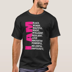 Womens Afro Girl I Am Black Woman Beautiful Magic  T-Shirt
