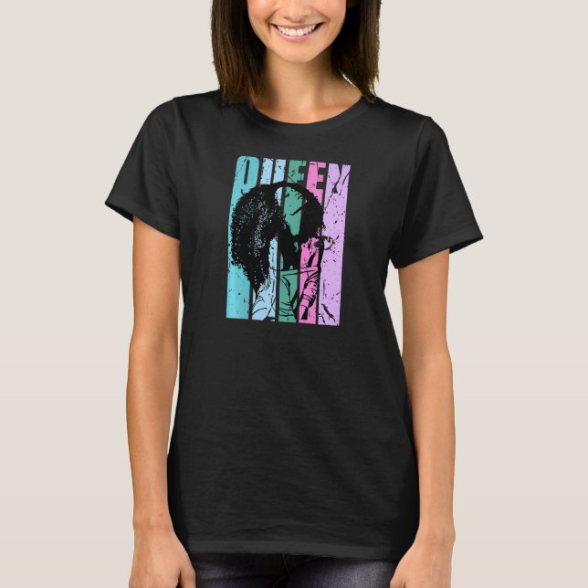 Womens Afro Girl Natural Hair Curly African Americ T-Shirt (Front)