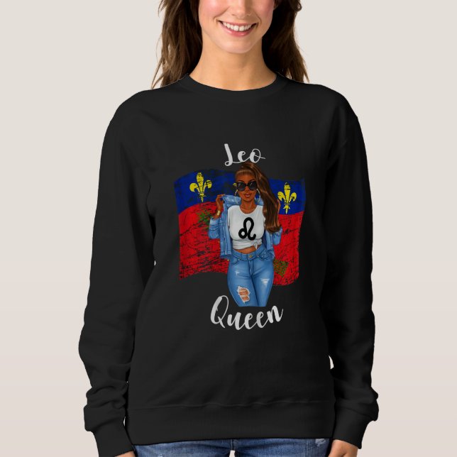 Womens Afro Guadeloupe Leo Queen Flag of Black Wom Sweatshirt (Front)