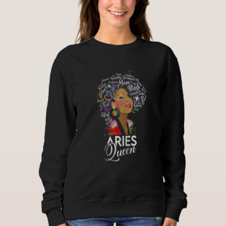 Womens Afro Hair Art Aries Queen Birthday March 21 Sweatshirt