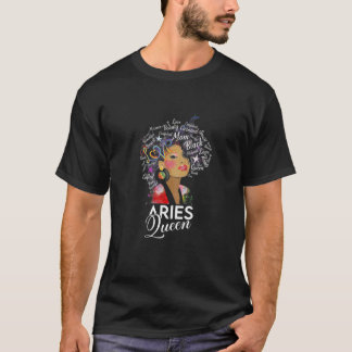 Womens Afro Hair Art Aries Queen Birthday March 21 T-Shirt