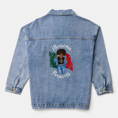 Womens Afro Mexican Princess Mexico Flag African H Denim Jacket