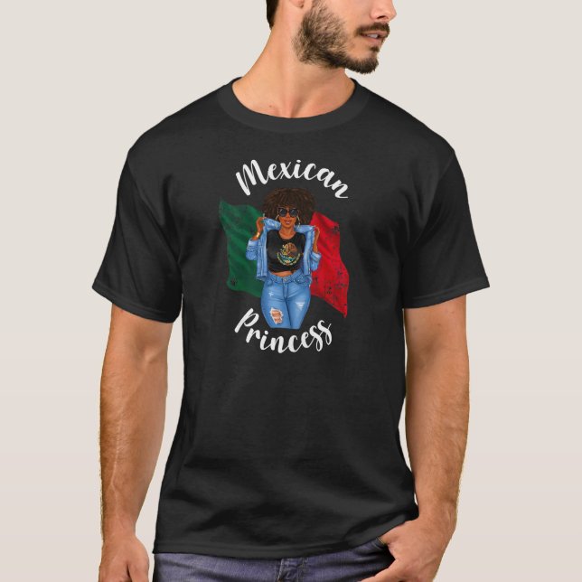 Womens Afro Mexican Princess Mexico Flag African H T-Shirt (Front)