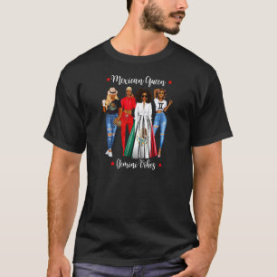 Womens Afro Mexican Queen Gemini Vibes Mexico Zodi T-Shirt