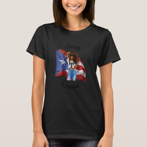 Womens Afro Puerto Rican Aries Queen African Boric T_Shirt