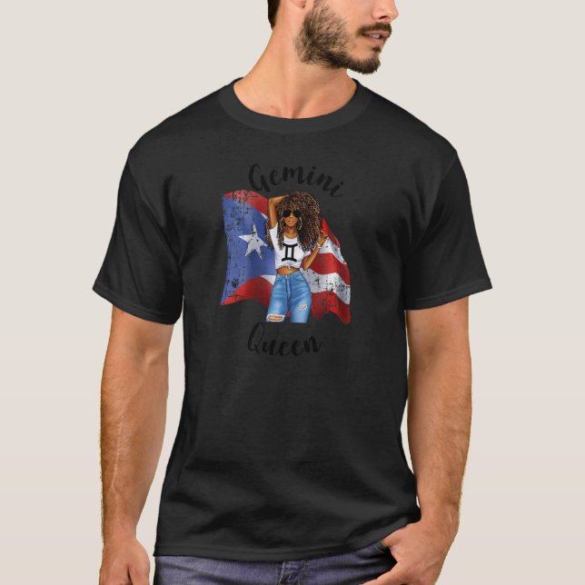 Womens Afro Puerto Rican Gemini Queen African Bori T-Shirt (Front)