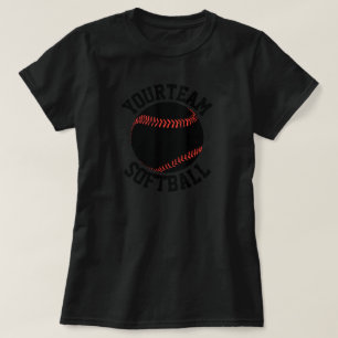 Women's ALL BLACK Custom Softball Team T-shirt