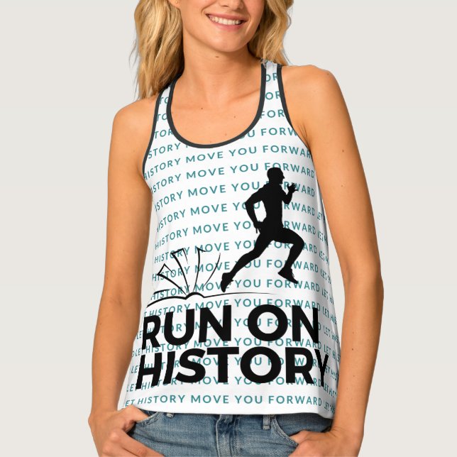 Women's all over move forward tank -Run on History Top (Front)