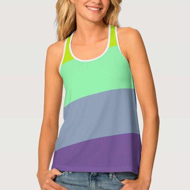 Women's All-Over Print Mixed Stripe Racerback Tank Top (Front)