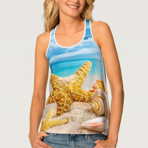 Women's All-Over Print Racerback Tank Top/Beach