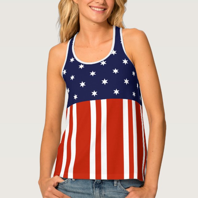 Women's All-Over Print Racerback Tank Top/Flag (Front)