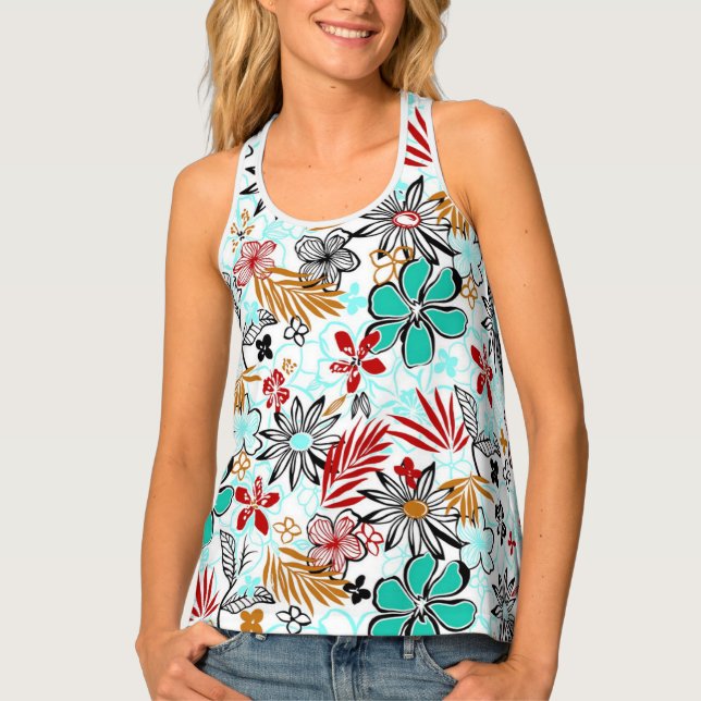 Women's All-Over Print Racerback Tank Top/Floral (Front)
