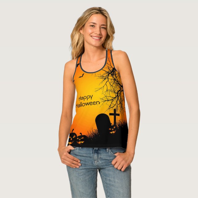 Women's All-Over Print Racerback Tank Top/Grave (Front Full)
