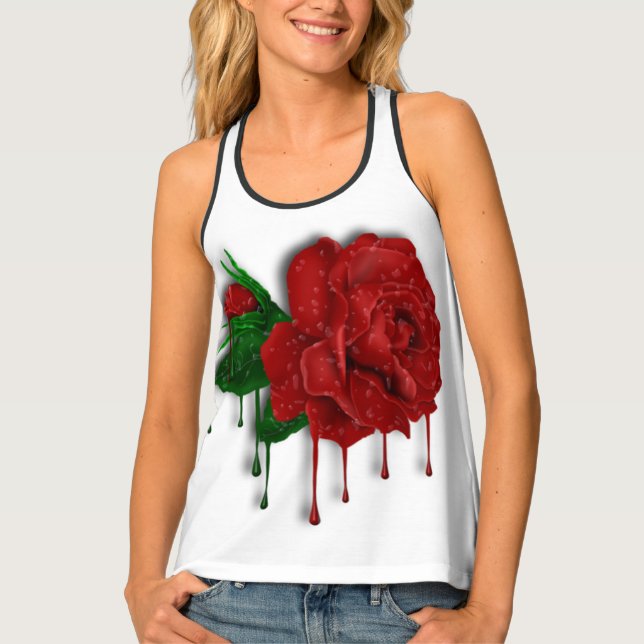 Women's All-Over Print Racerback Tank Top/Rose (Front)