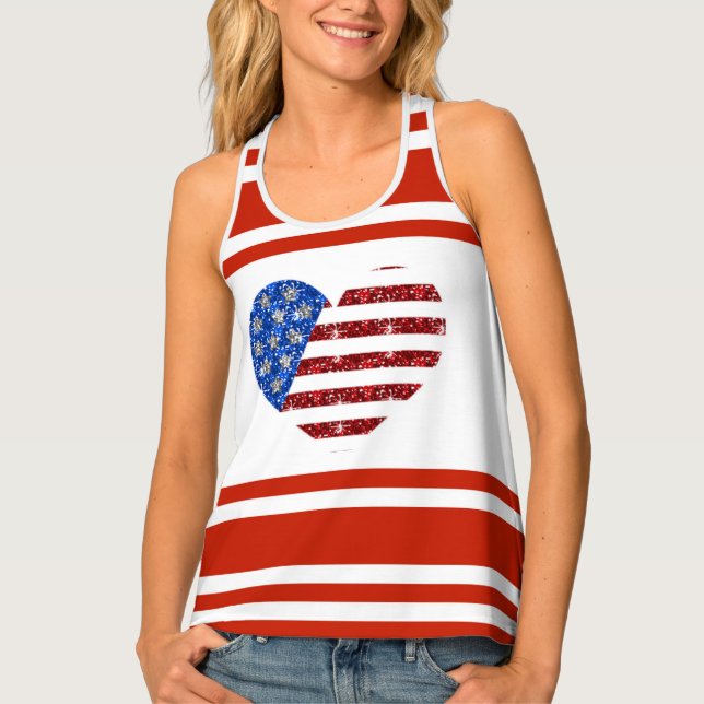 Women's All-Over Print Racerback Tank Top/USA (Front)