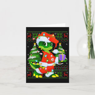 Womens Alligator Christmas Lights Santa Costume Ug Card