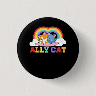 Womens Ally Cat LGBT Pride Ally Couple Cat With Ra Button