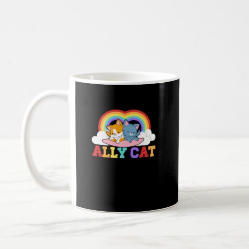 Womens Ally Cat LGBT Pride Ally Couple Cat With Ra Coffee Mug