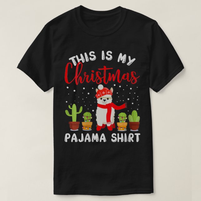 Womens Alpaca Christmas Pajama Gift Pajamas Xmas F T-Shirt (Design Front)
