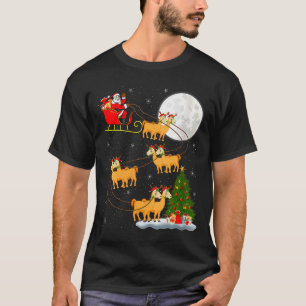 Womens Alpaca Llama Santa Sleigh Flying Funny Magi T-Shirt