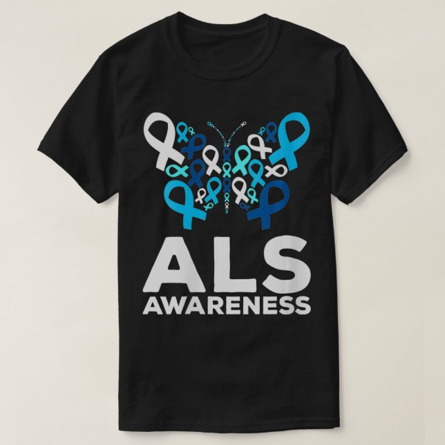 Womens ALS Awareness Month Butterfly Made Of Blue  T-Shirt (Design Front)