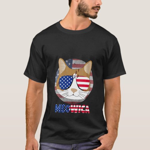 Womens Ameowica Cat American Meow Kitty Cute Kitte T_Shirt