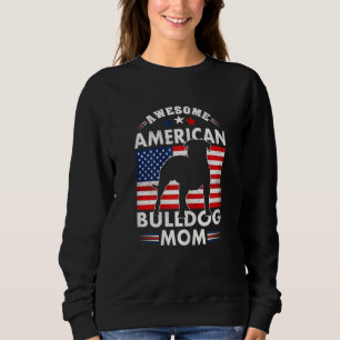 Womens American Bulldog Dog Mom Owner Usa Flag 4th Sweatshirt