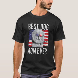 Womens American Flag Best Dog Mom Ever Tibetan Mas T-Shirt