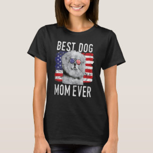 Womens American Flag Best Dog Mom Ever Tibetan Mas T-Shirt
