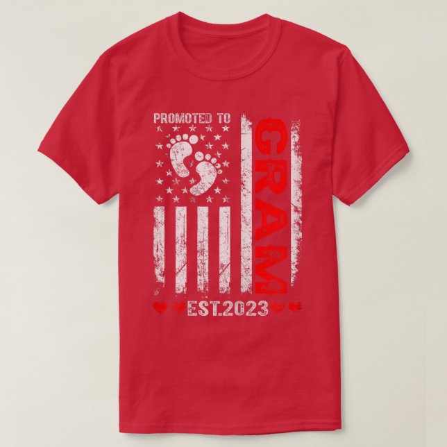 Womens American Flag Promoted To Gram 2023 Mothers T-Shirt (Design Front)